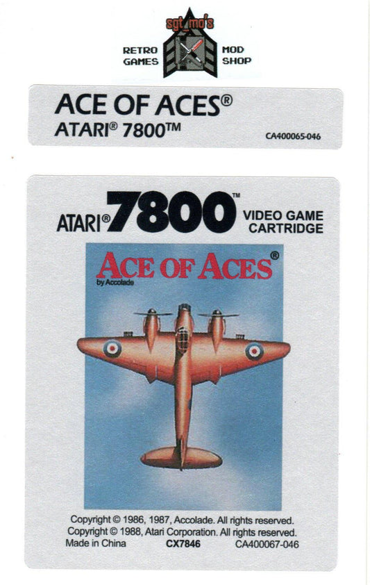 Atari 7800 Replacement Label - Ace of Aces