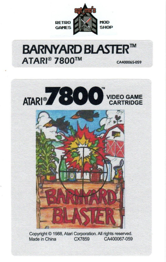Atari 7800 Replacement Label - Barnyard Blaster