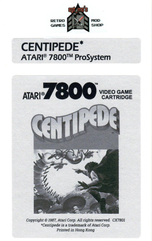 Atari 7800 Replacement Label - Centipede [Retail]