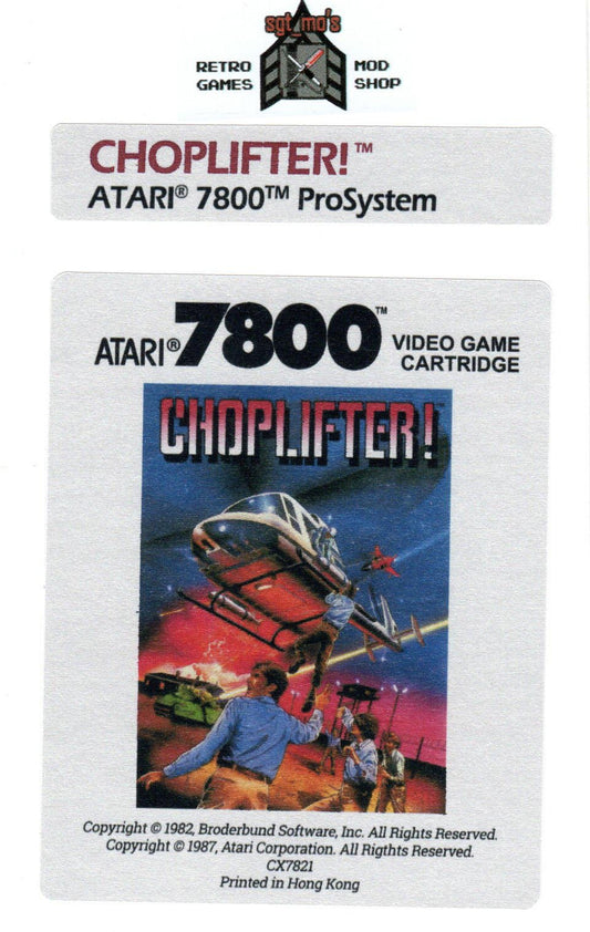 Atari 7800 Replacement Label - Choplifter!