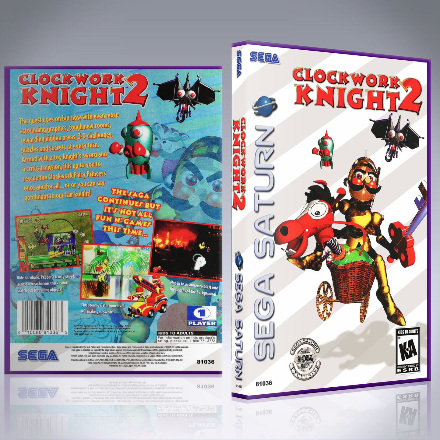 Sega Saturn Custom Case - NO GAME - Clockwork Knight 2