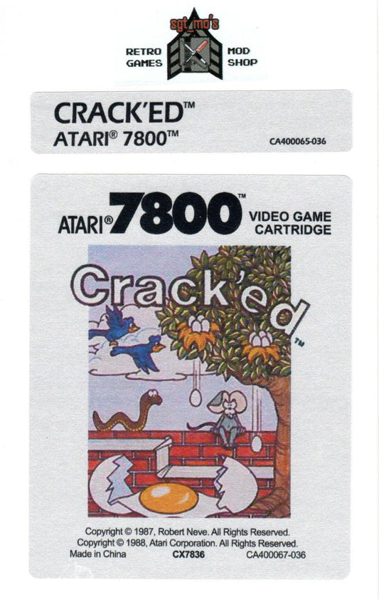 Atari 7800 Replacement Label - Crack'ed