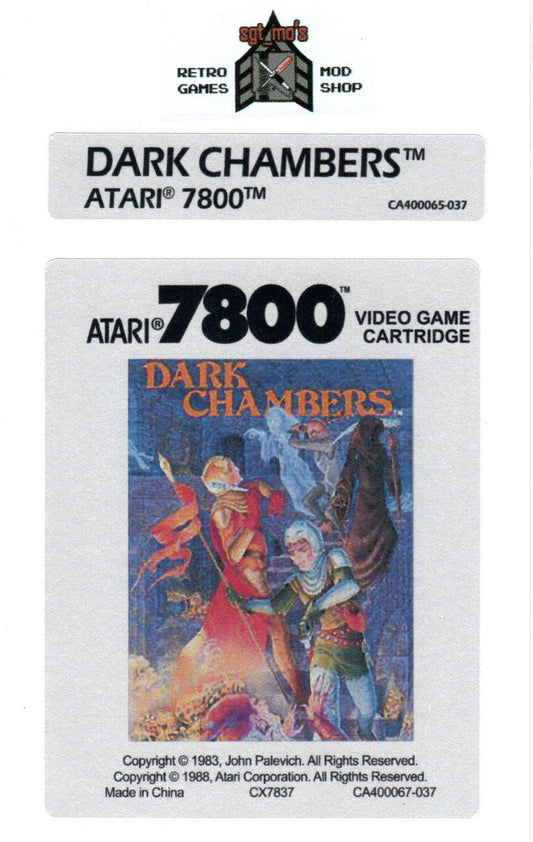 Atari 7800 Replacement Label - Dark Chambers