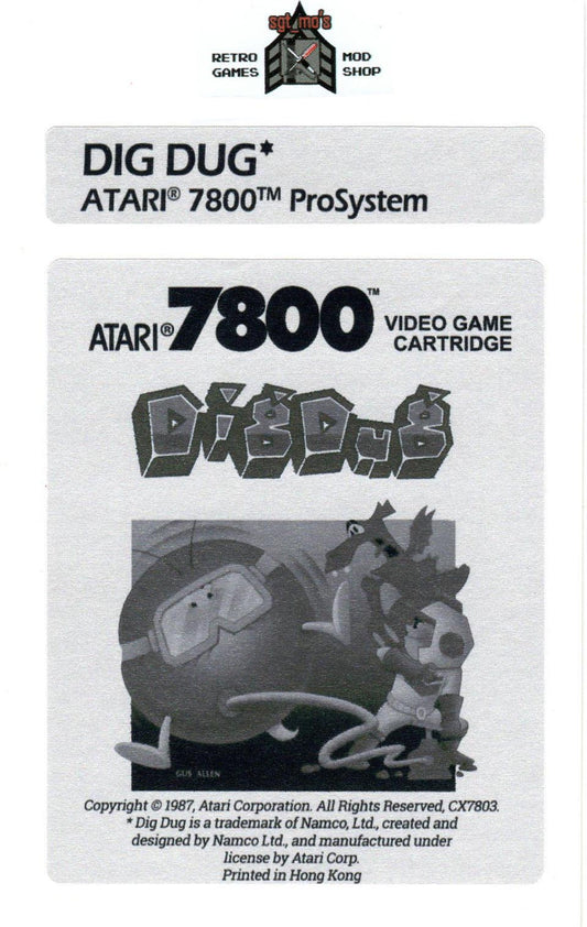 Atari 7800 Replacement Label - Dig Dug [Retail]
