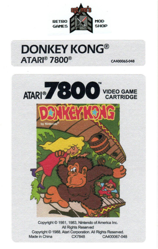 Atari 7800 Replacement Label - Donkey Kong