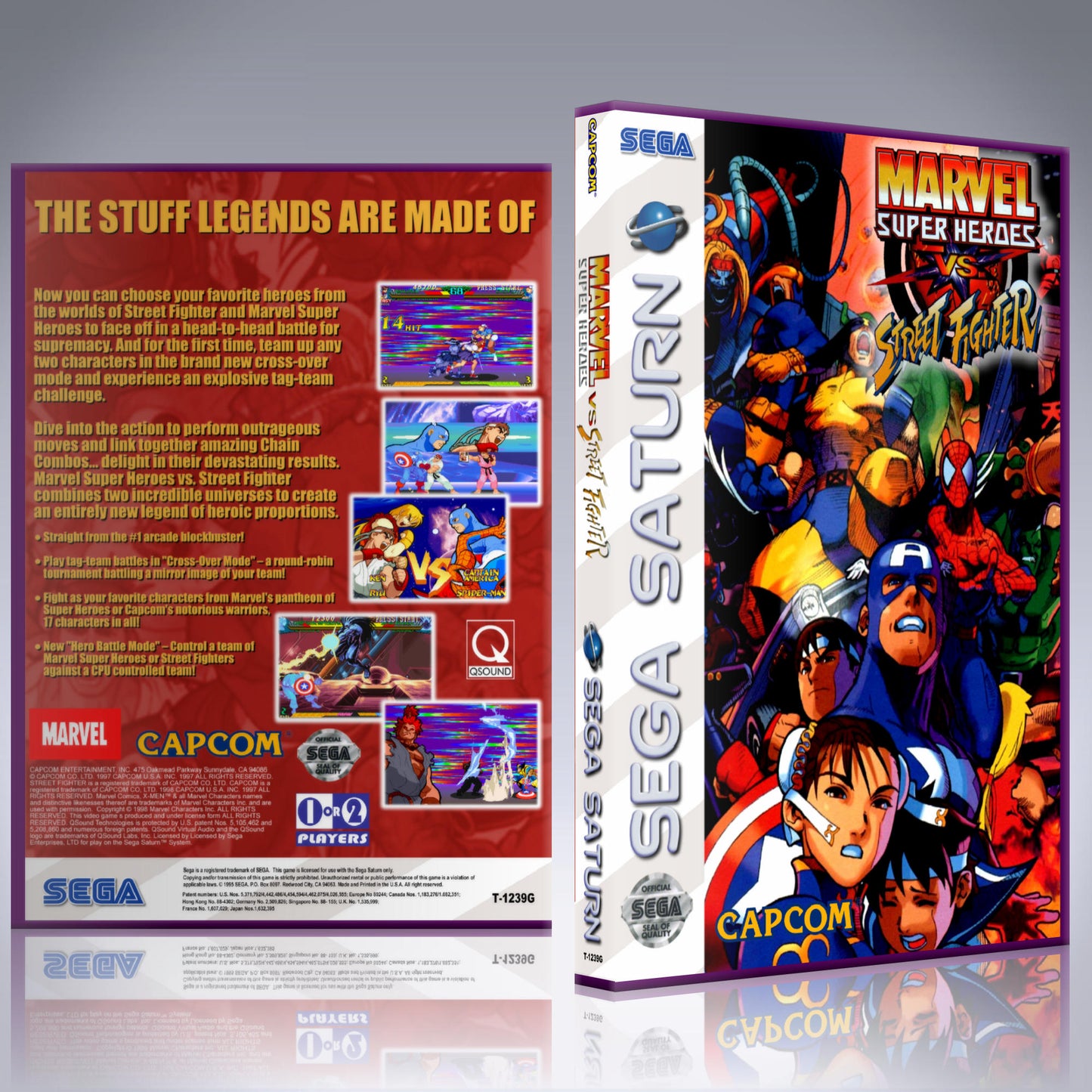 Sega Saturn Custom Case - NO GAME - Marvel Superheroes vs Street Fighter