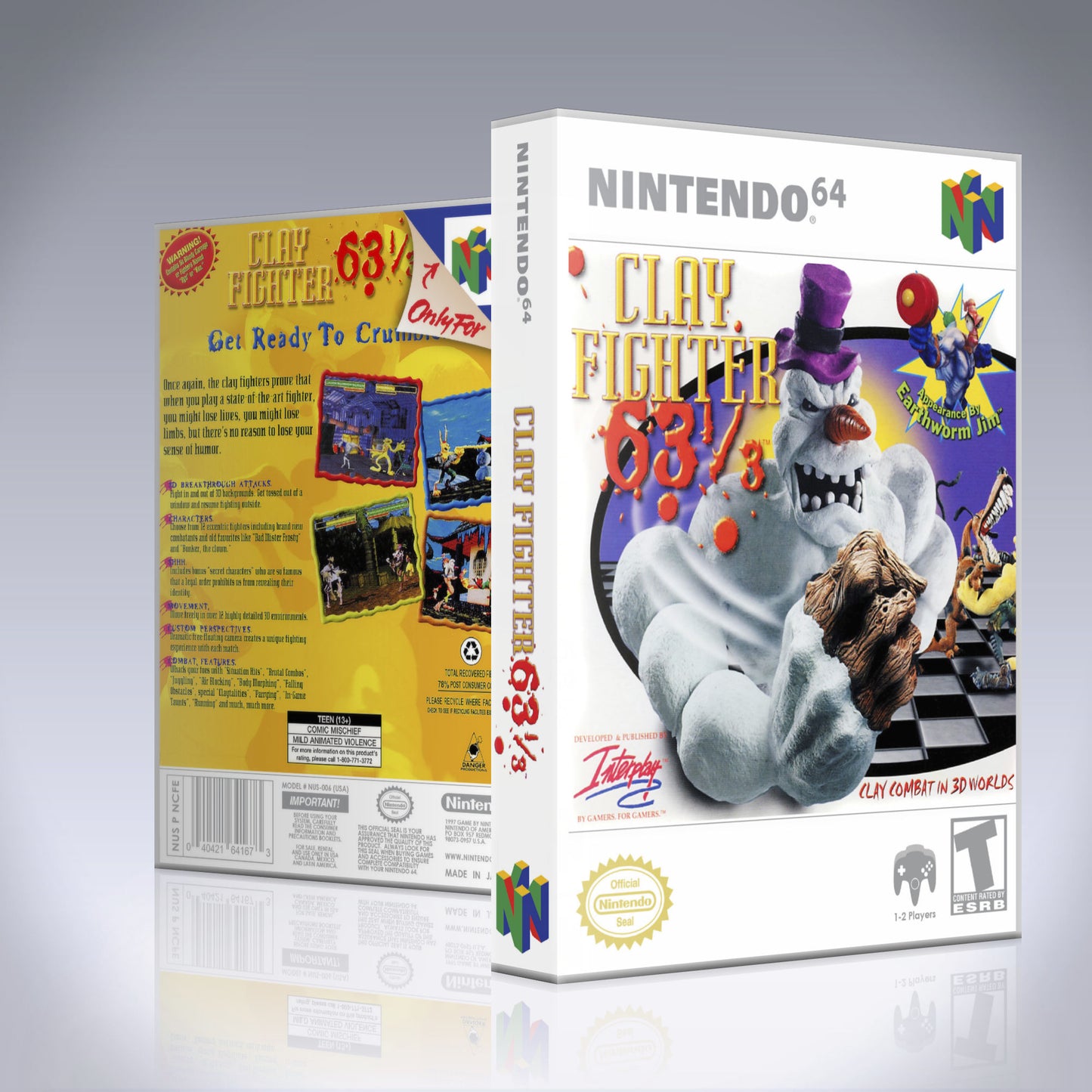 N64 Universal Game Case - NO GAME - Clay Fighter 63 1/3