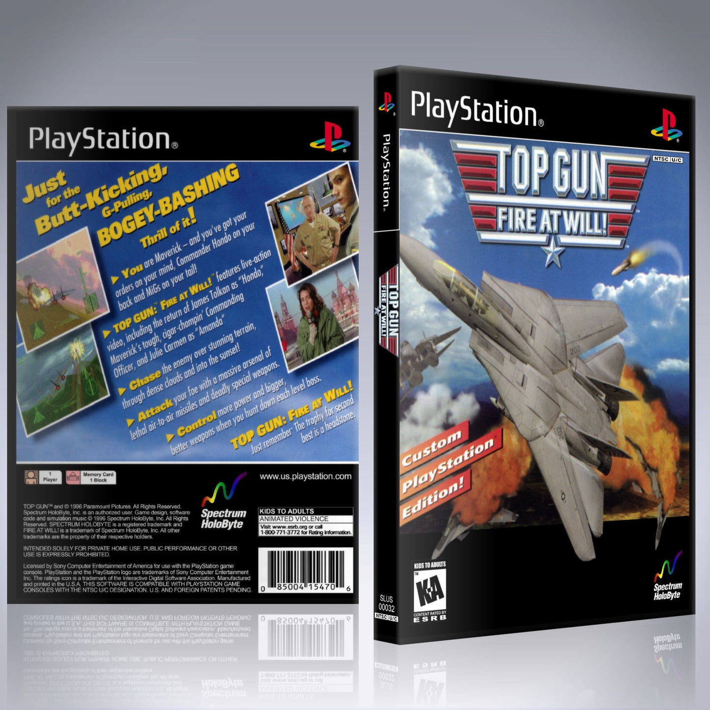 PS1 Case - NO GAME - Top Gun - Fire At Will!