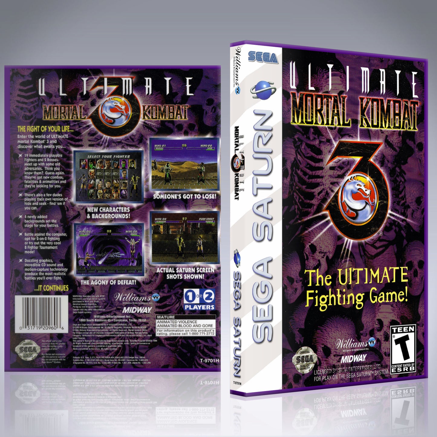 Sega Saturn Custom Case - NO GAME - Ultimate Mortal Kombat 3