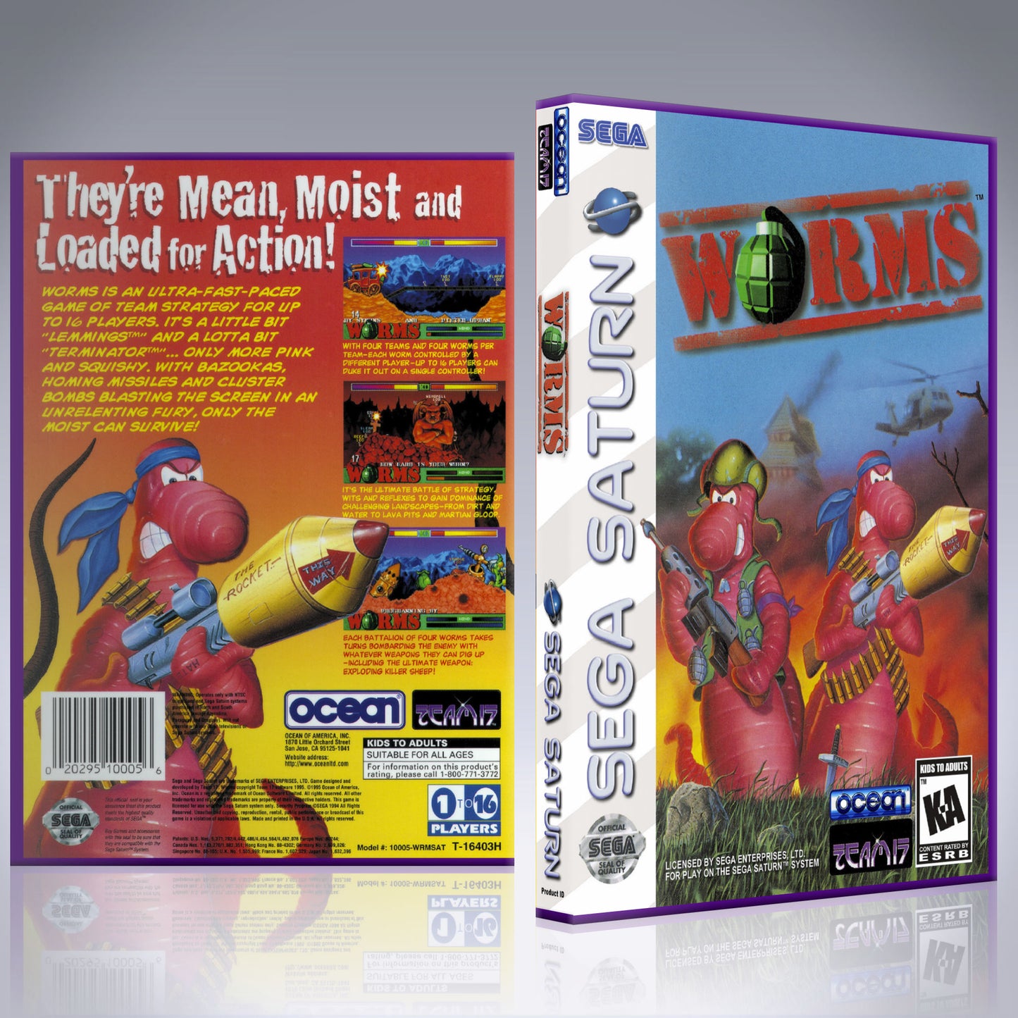 Sega Saturn Custom Case - NO GAME - Worms