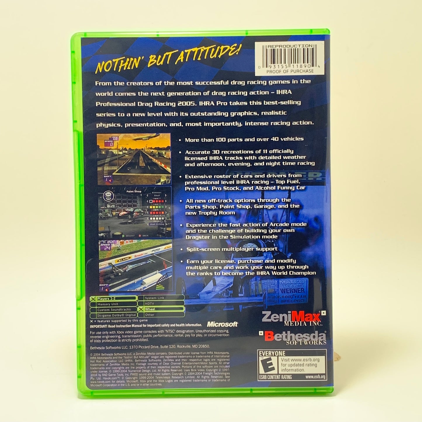 XBox - NO GAME - IHRA Professional Drag Racing 2005