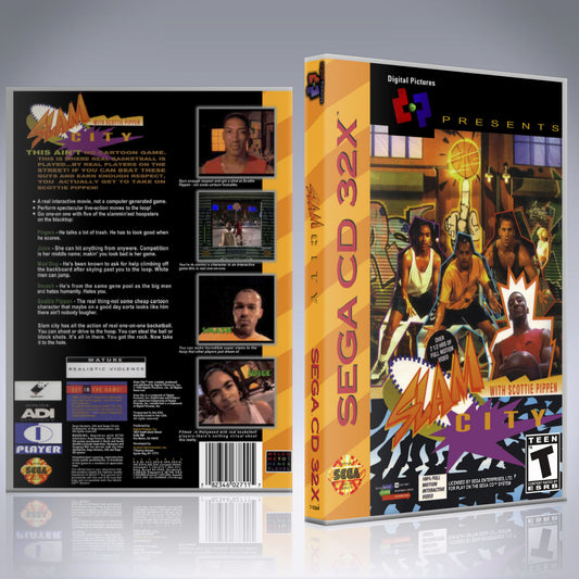 Sega CD 32X Custom Case - NO GAME - Slam City with Scottie Pippen [4 Discs]
