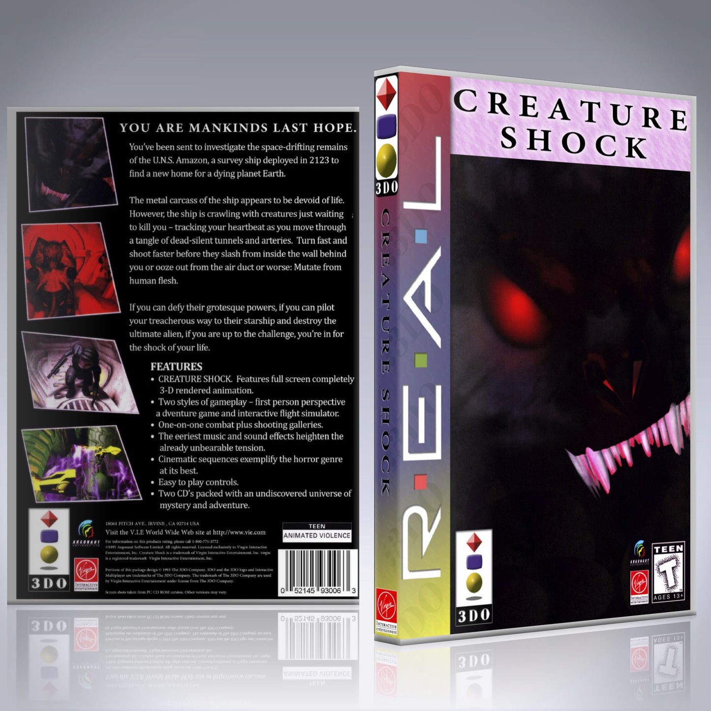 3DO Custom Case - NO GAME - Creature Shock [2 Disc]