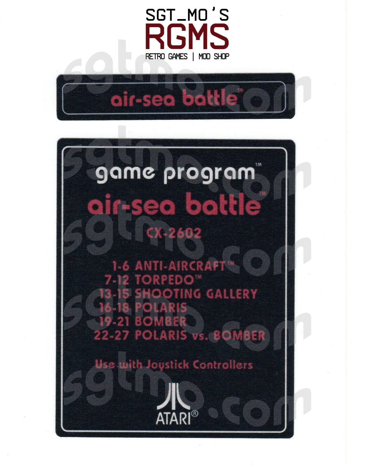 Atari 2600 Replacement Text Style Label - Air-Sea Battle