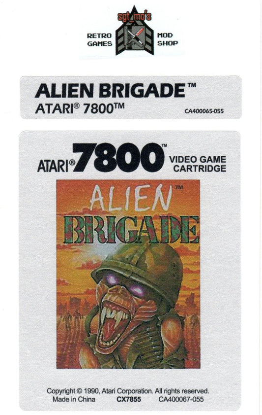 Atari 7800 Replacement Label - Alien Brigade
