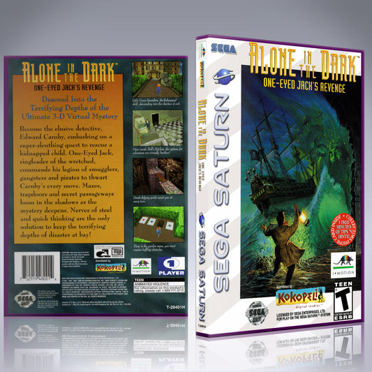 Sega Saturn Custom Case - NO GAME - Alone in the Dark 2 - One-Eyed Jack's Revenge