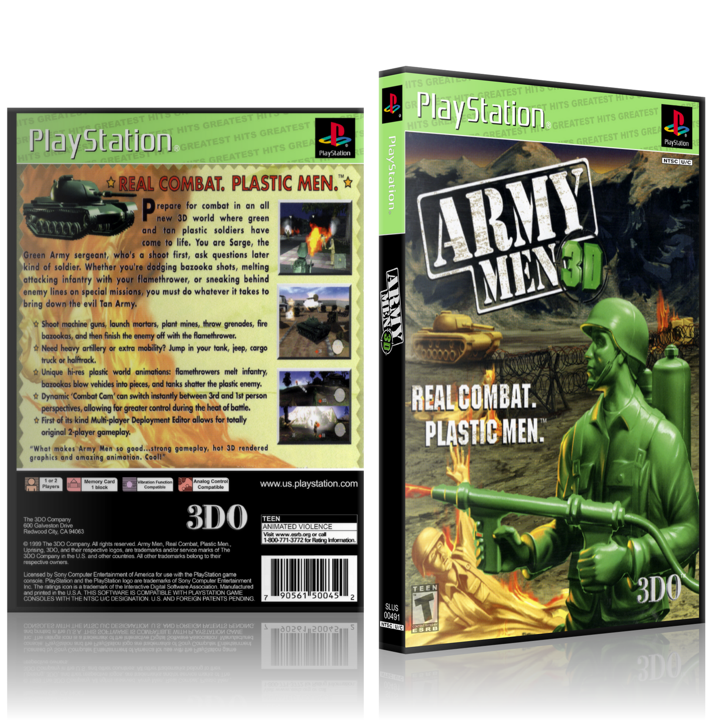 PS1 Case - NO GAME - Army Men 3D - Greatest Hits