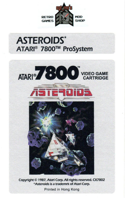 Atari 7800 Replacement Label - Asteroids [Custom Color]