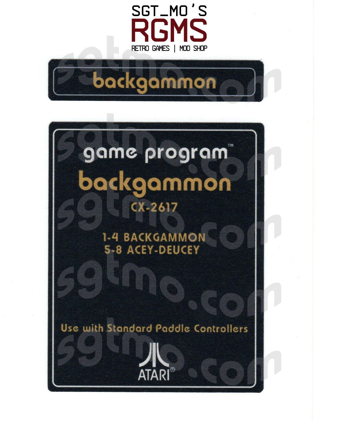 Atari 2600 Replacement Text Style Label - Backgammon