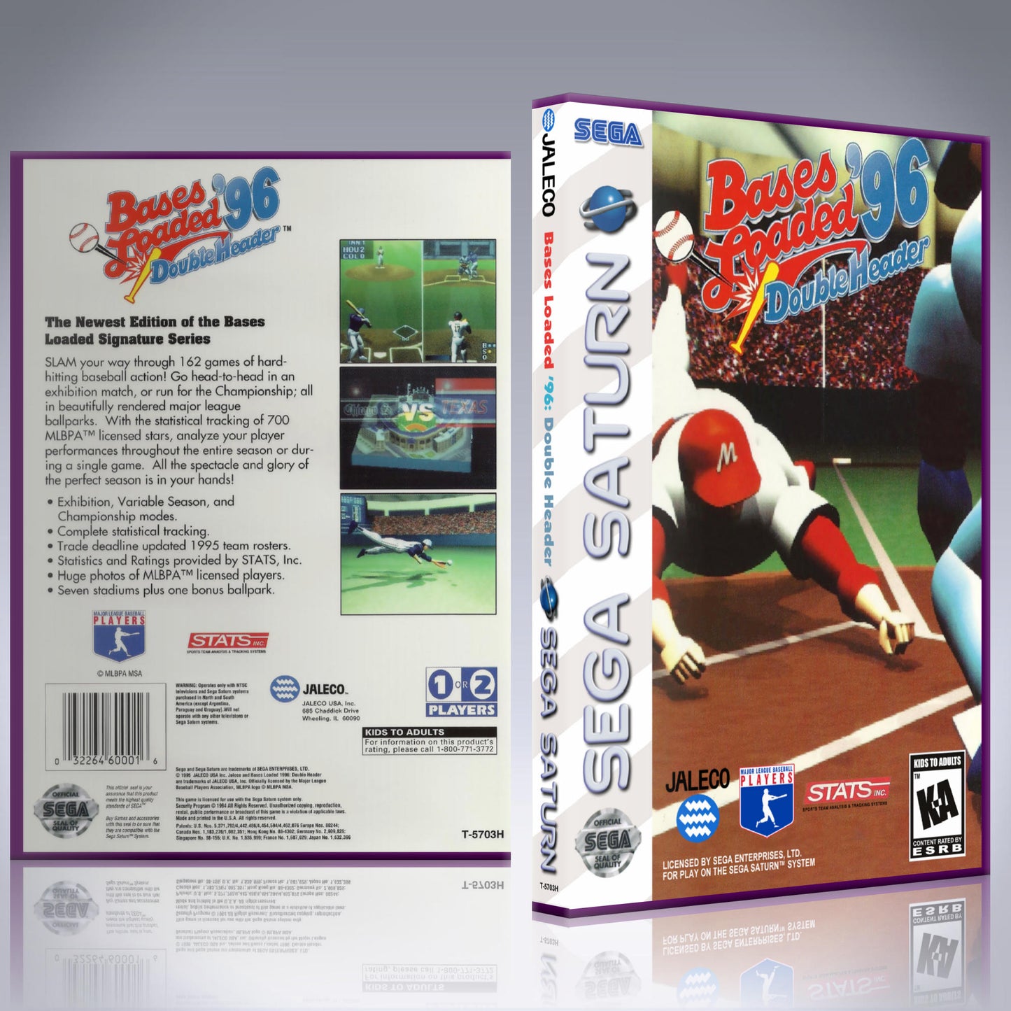 Sega Saturn Custom Case - NO GAME - Bases Loaded '96 - Double Header