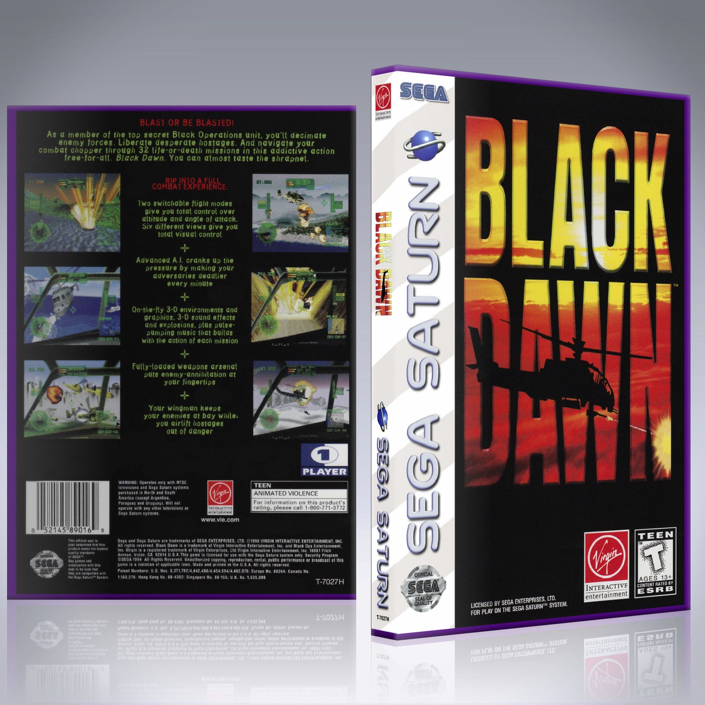 Sega Saturn Custom Case - NO GAME - Black Dawn