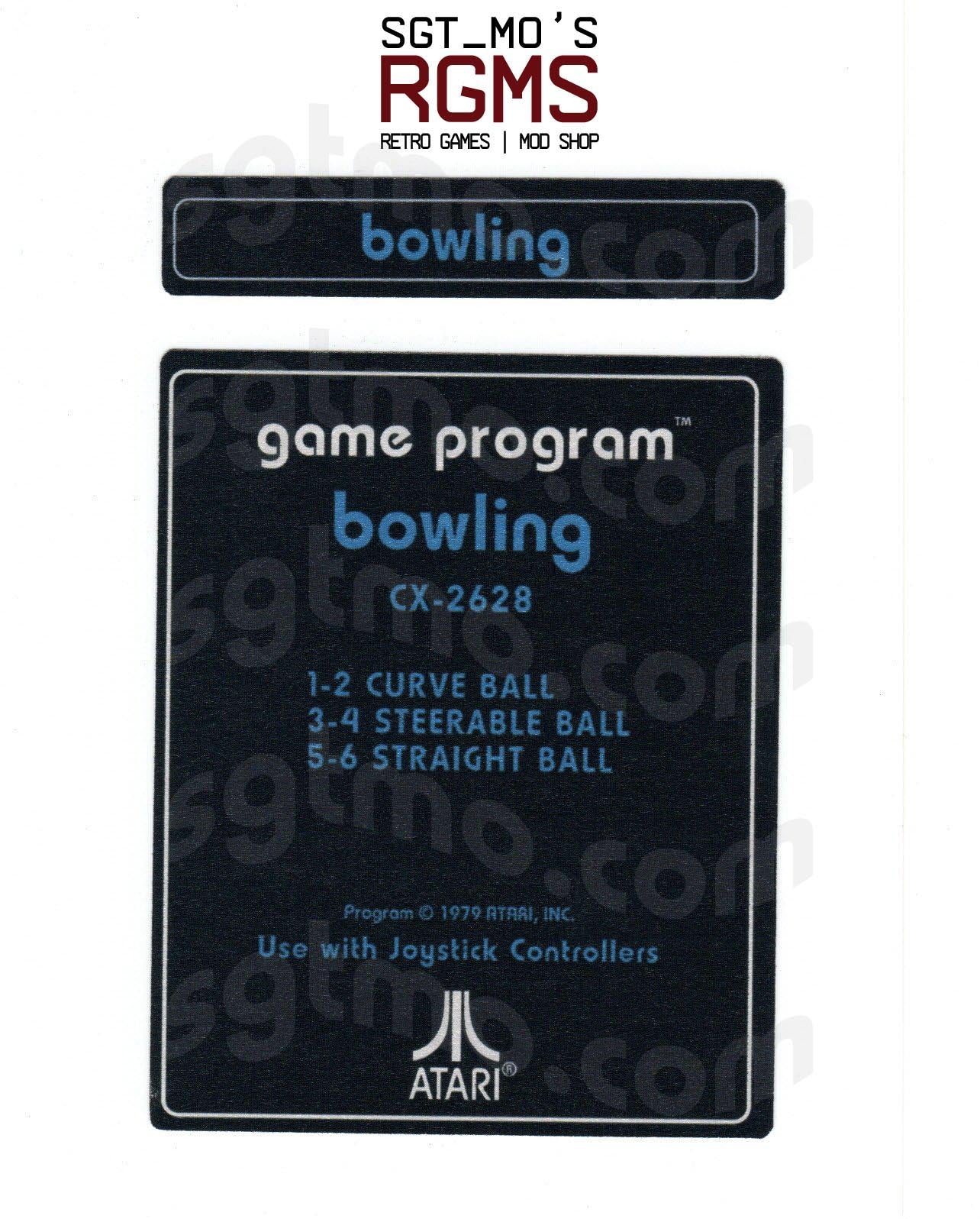 Atari 2600 Replacement Text Style Label - Bowling [Blue]