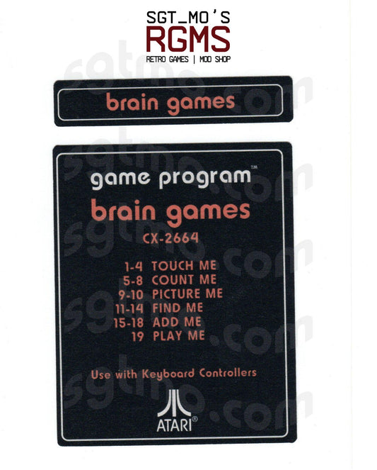 Atari 2600 Replacement Text Style Label - Brain Games