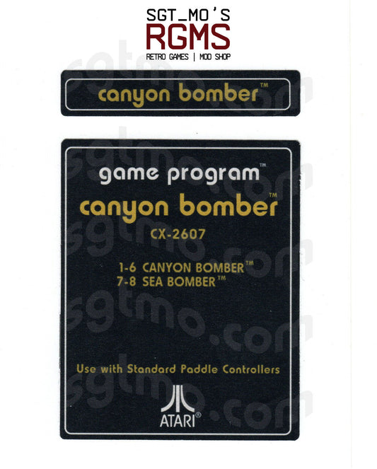 Atari 2600 Replacement Text Style Label - Canyon Bomber