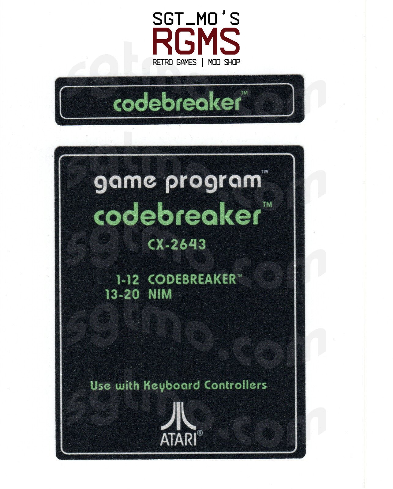 Atari 2600 Replacement Text Style Label - Codebreaker