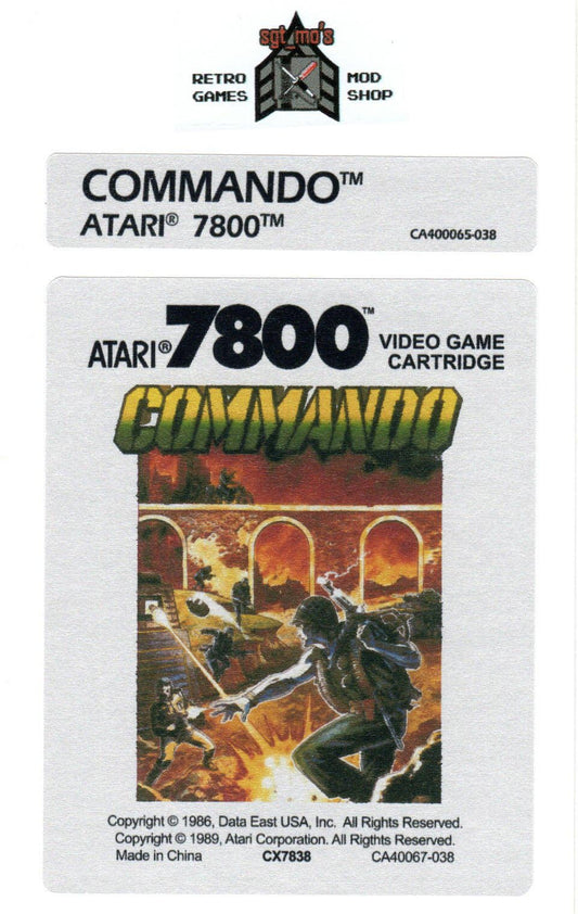Atari 7800 Replacement Label - Commando