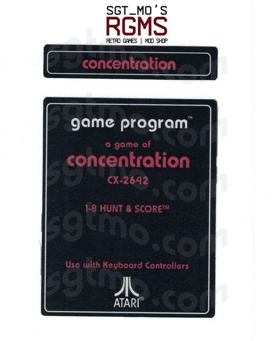 Atari 2600 Replacement Text Style Label - Concentration