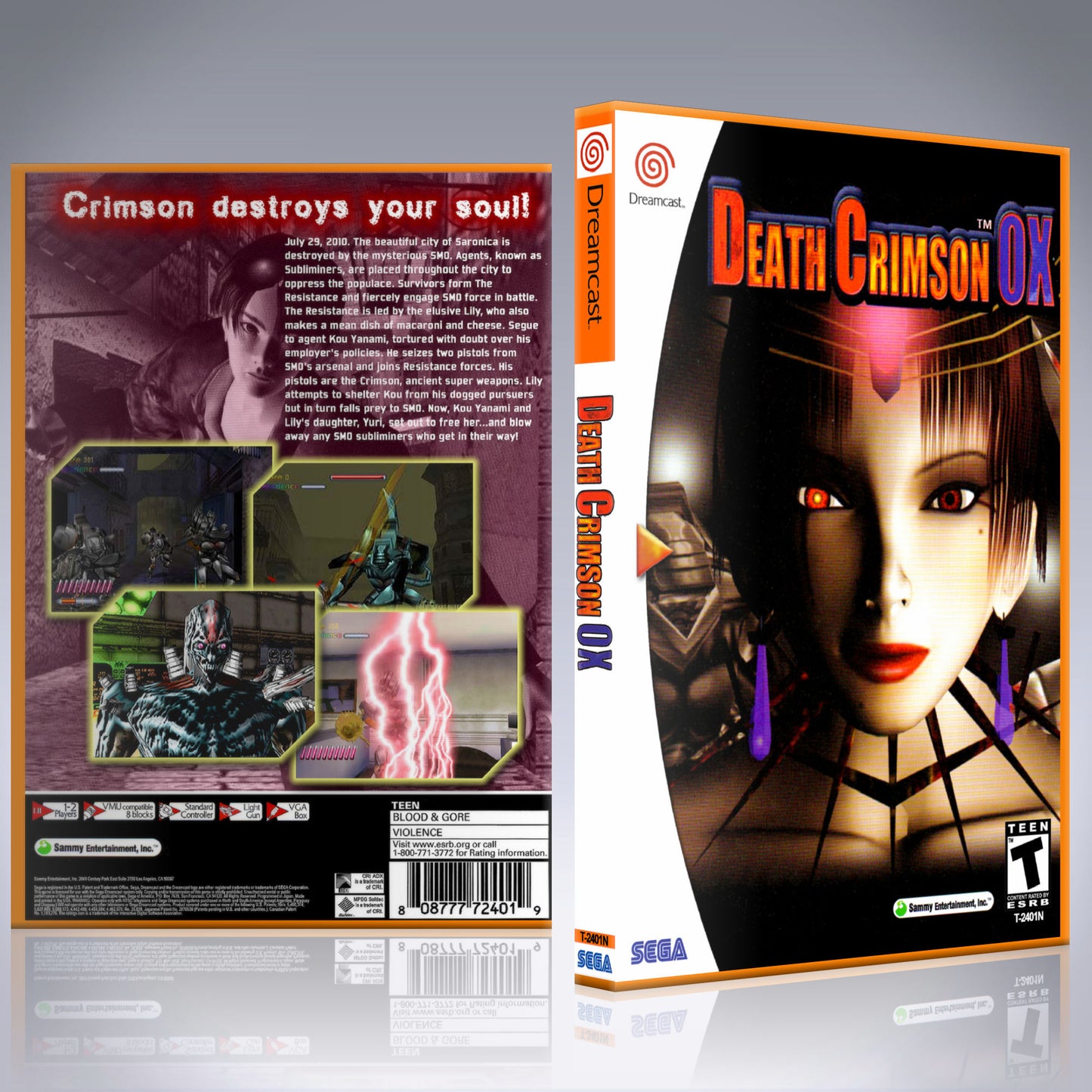 Dreamcast Custom Case - NO GAME - Death Crimson OX