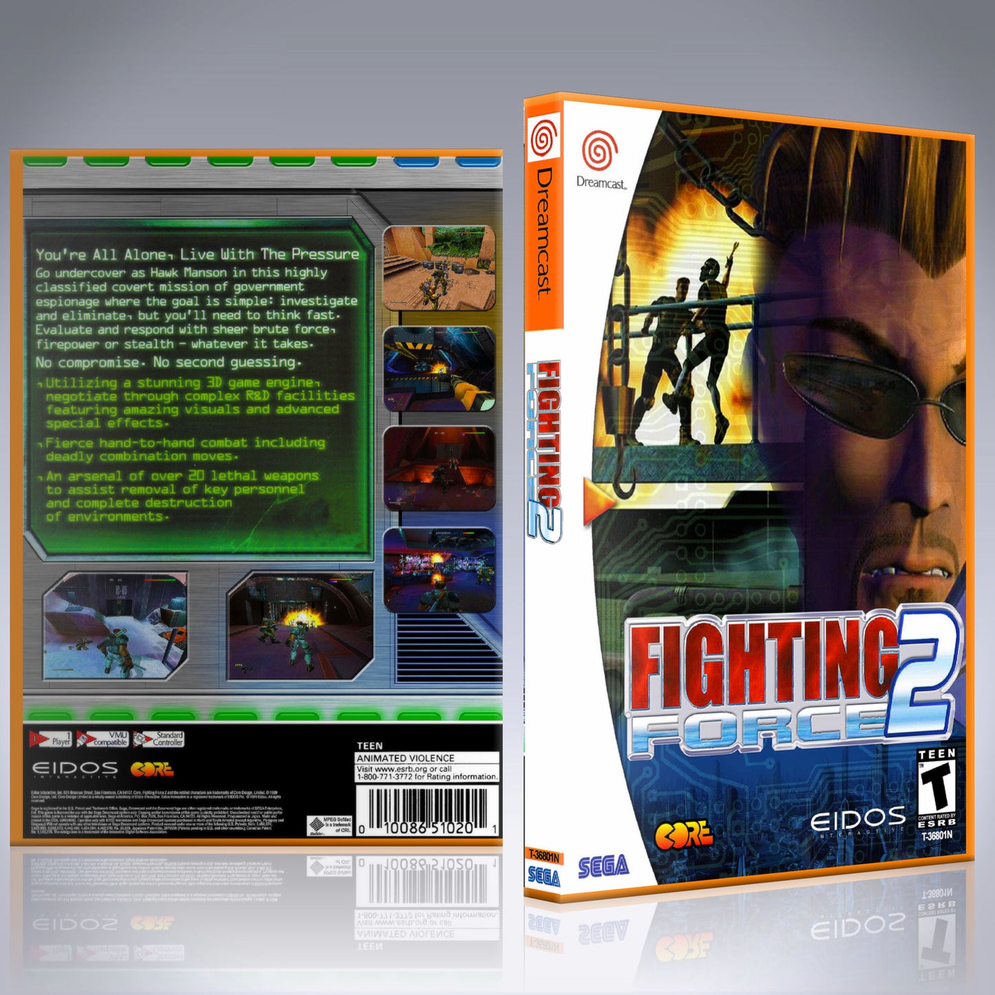 Dreamcast Custom Case - NO GAME - Fighting Force 2