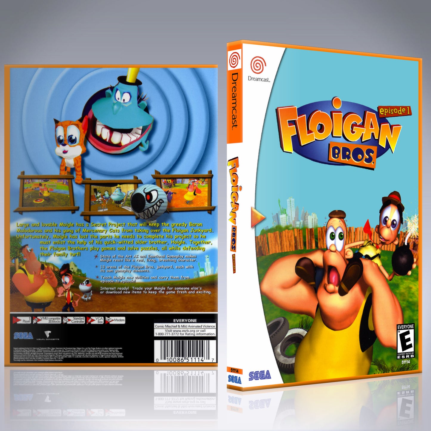Dreamcast Custom Case - NO GAME - Floigan Bros. - Episode 1