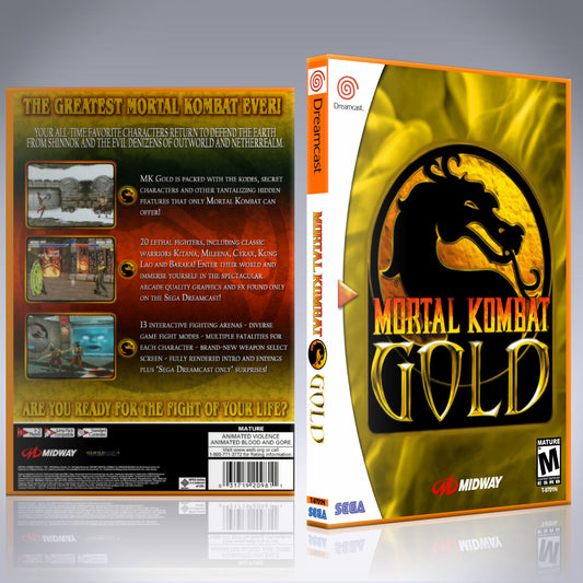 Dreamcast Custom Case - NO GAME - Mortal Kombat Gold