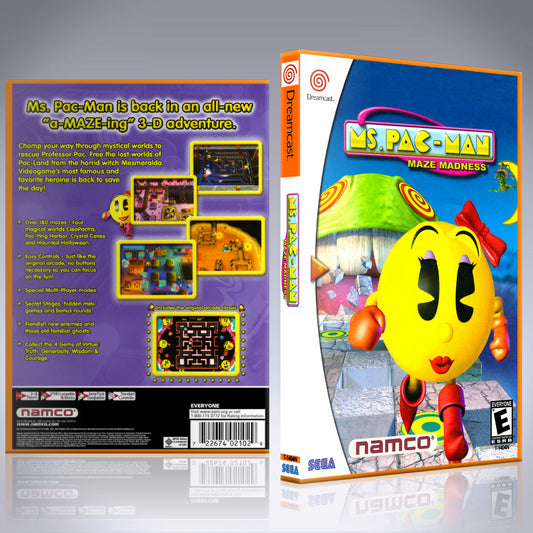 Dreamcast Custom Case - NO GAME - Ms. Pac-Man - Maze Madness