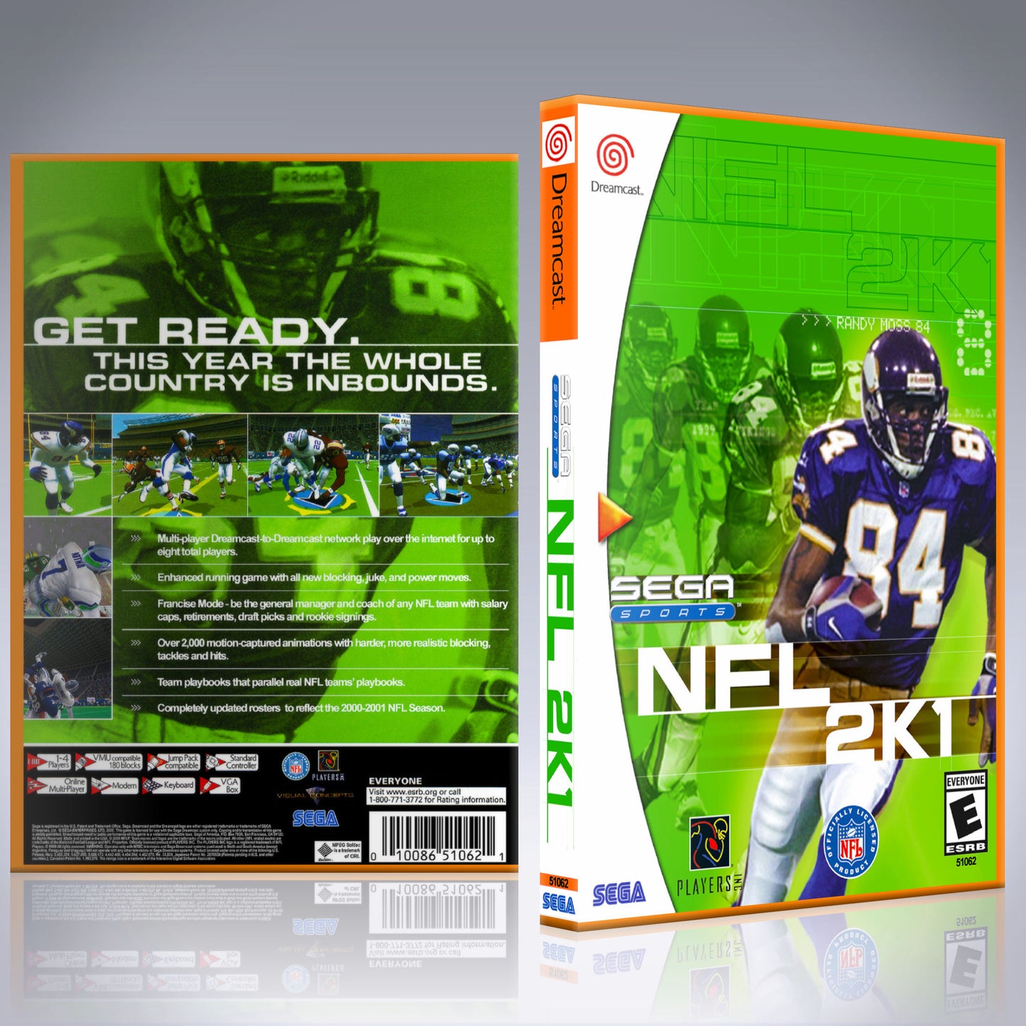 Dreamcast Custom Case - NO GAME - NFL2K1