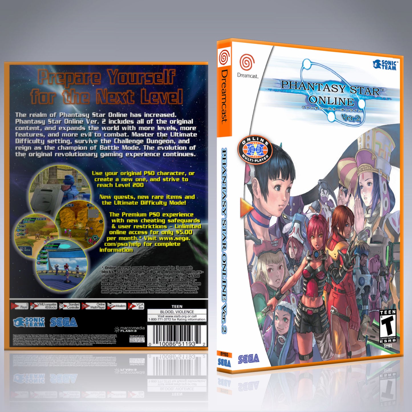 Dreamcast Custom Case - NO GAME - Phantasy Star Online V2