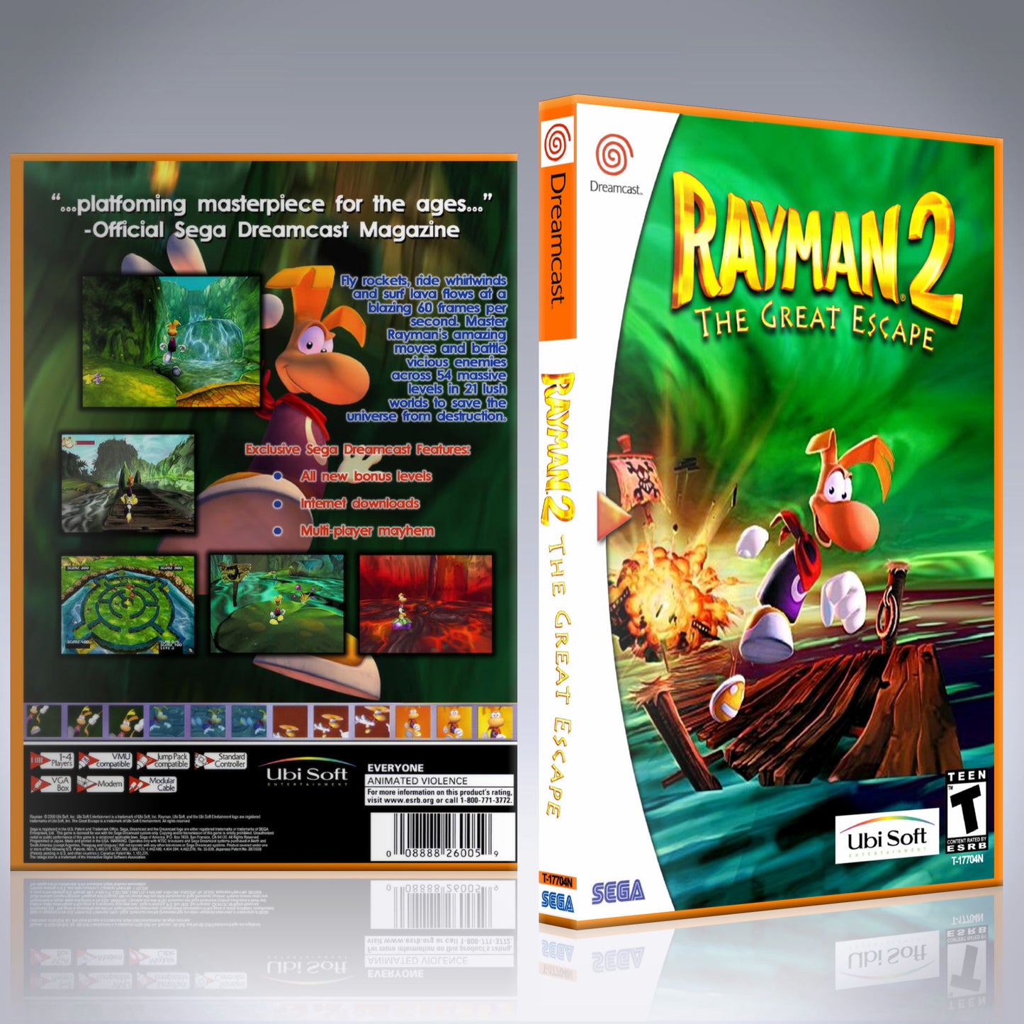 Dreamcast Custom Case - NO GAME - Rayman 2 - The Great Escape