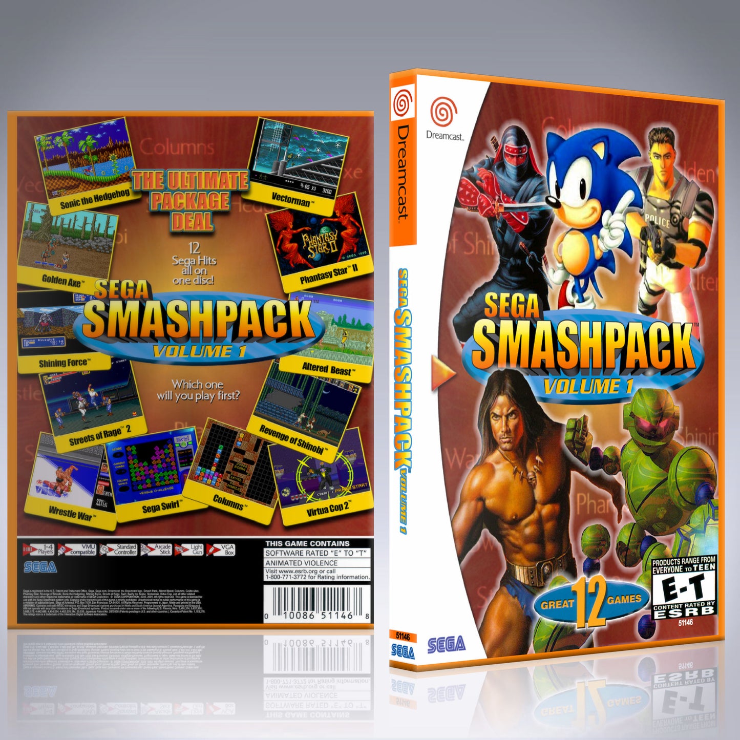 Dreamcast Custom Case - NO GAME - Sega Smashpack Vol 1