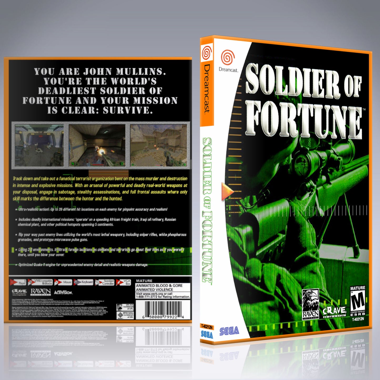 Dreamcast Custom Case - NO GAME - Soldier of Fortune