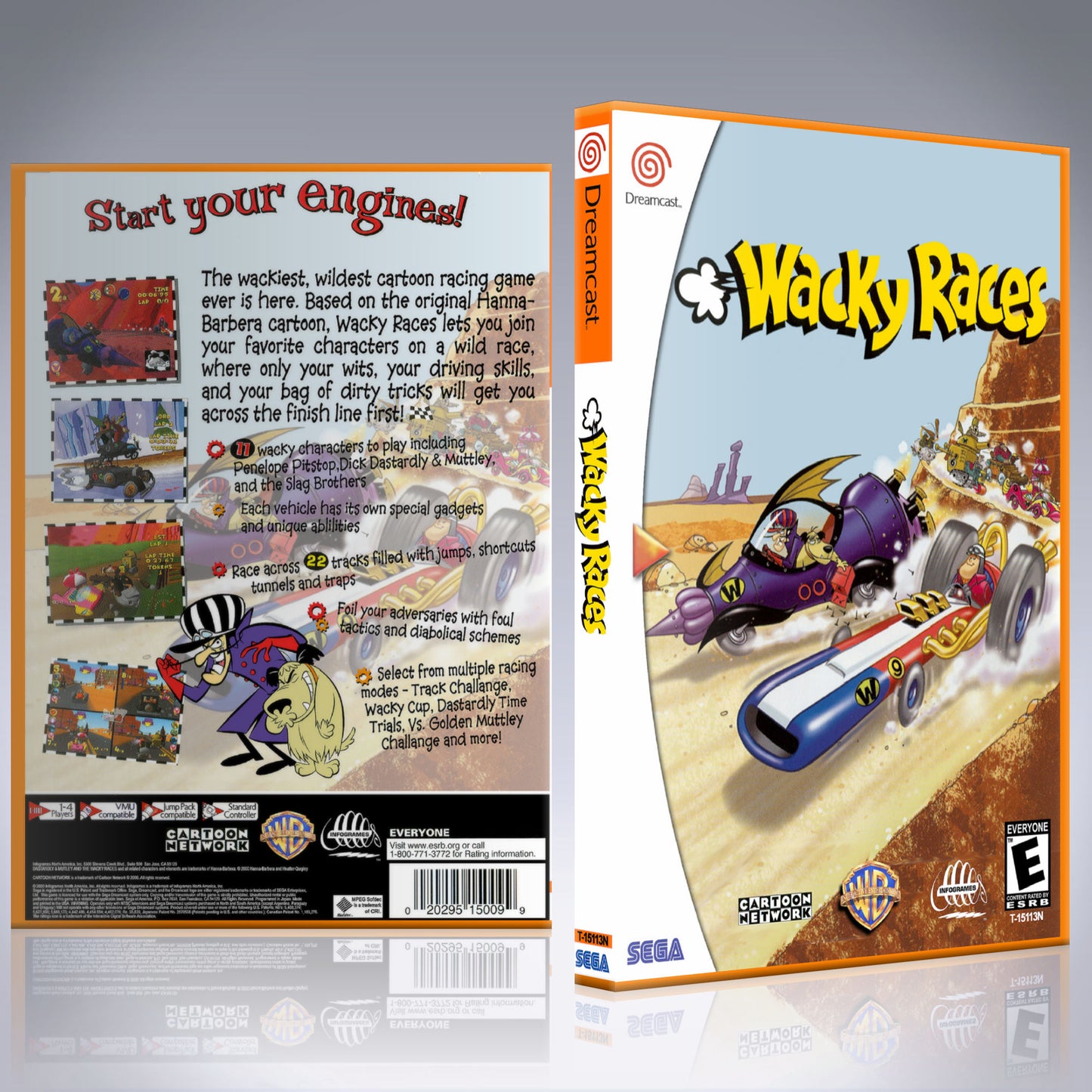 Dreamcast Custom Case - NO GAME - Wacky Races