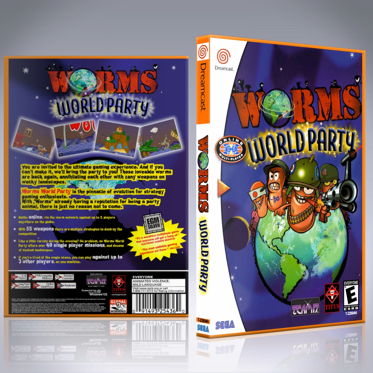 Dreamcast Custom Case - NO GAME - Worms World Party