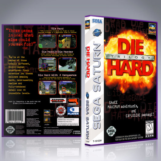 Sega Saturn Custom Case - NO GAME - Die Hard Trilogy