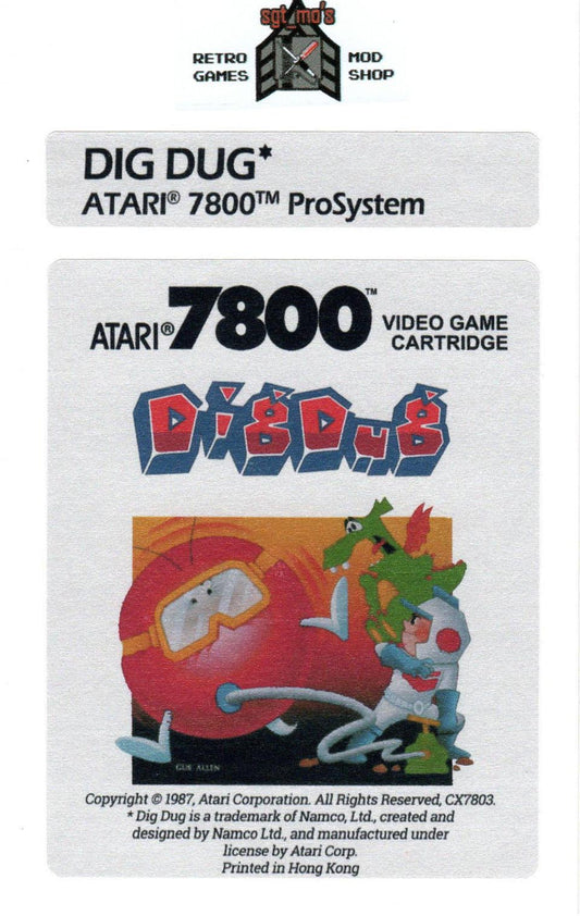 Atari 7800 Replacement Label - Dig Dug [Custom Color]