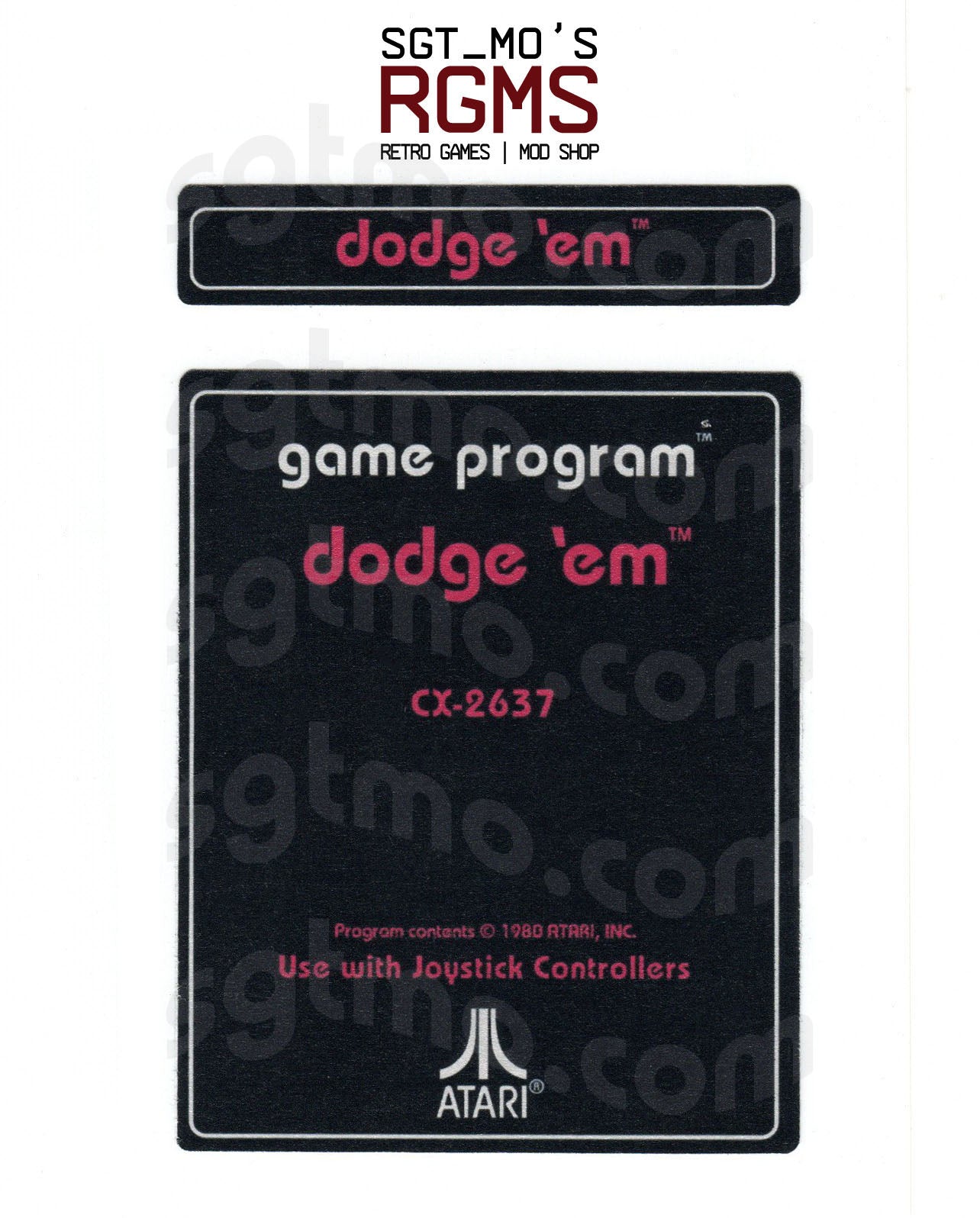 Atari 2600 Replacement Text Style Label - Dodge 'Em