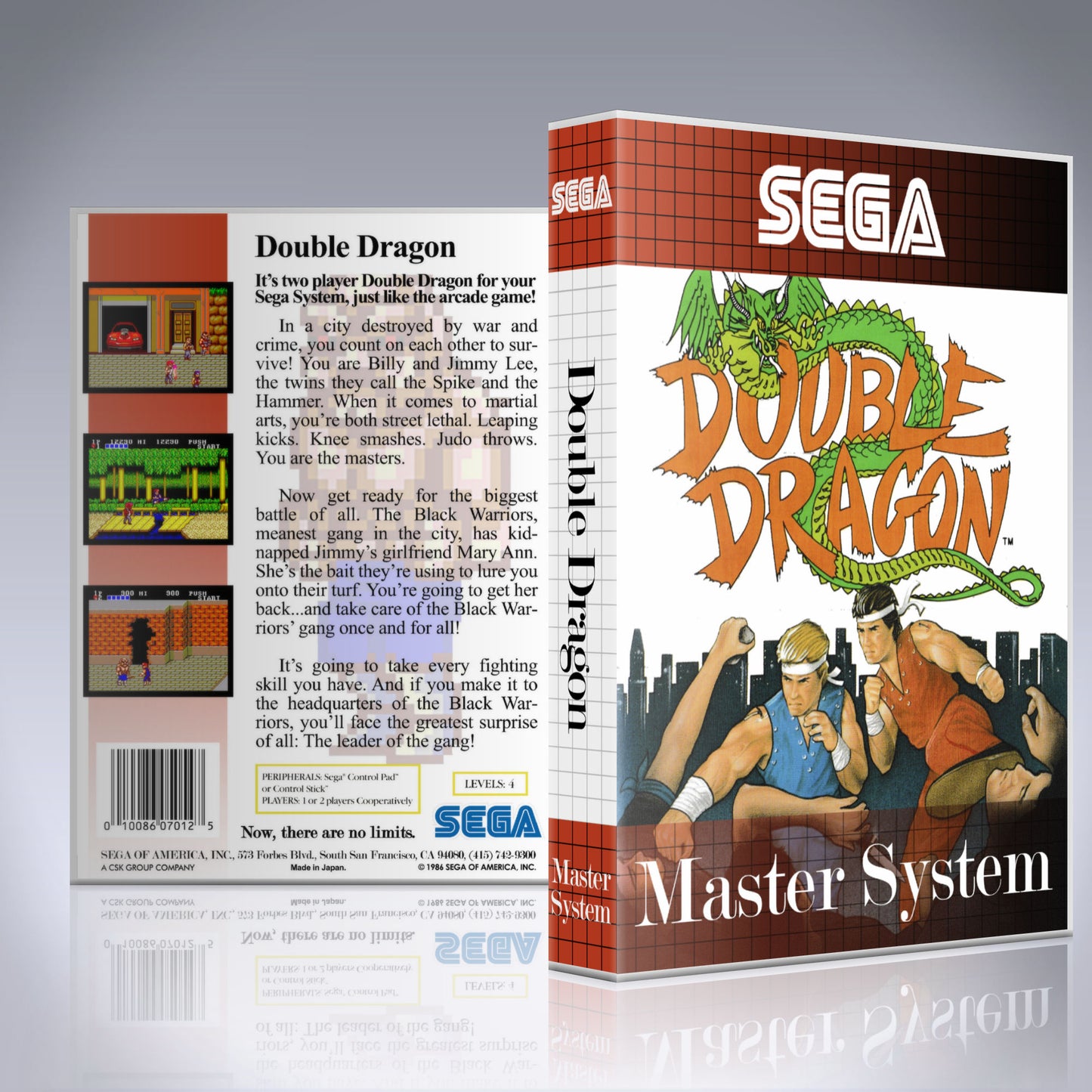 Sega Master System Custom Case - NO GAME - Double Dragon