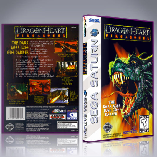 Sega Saturn Custom Case - NO GAME - Dragon Heart - Fire and Steel