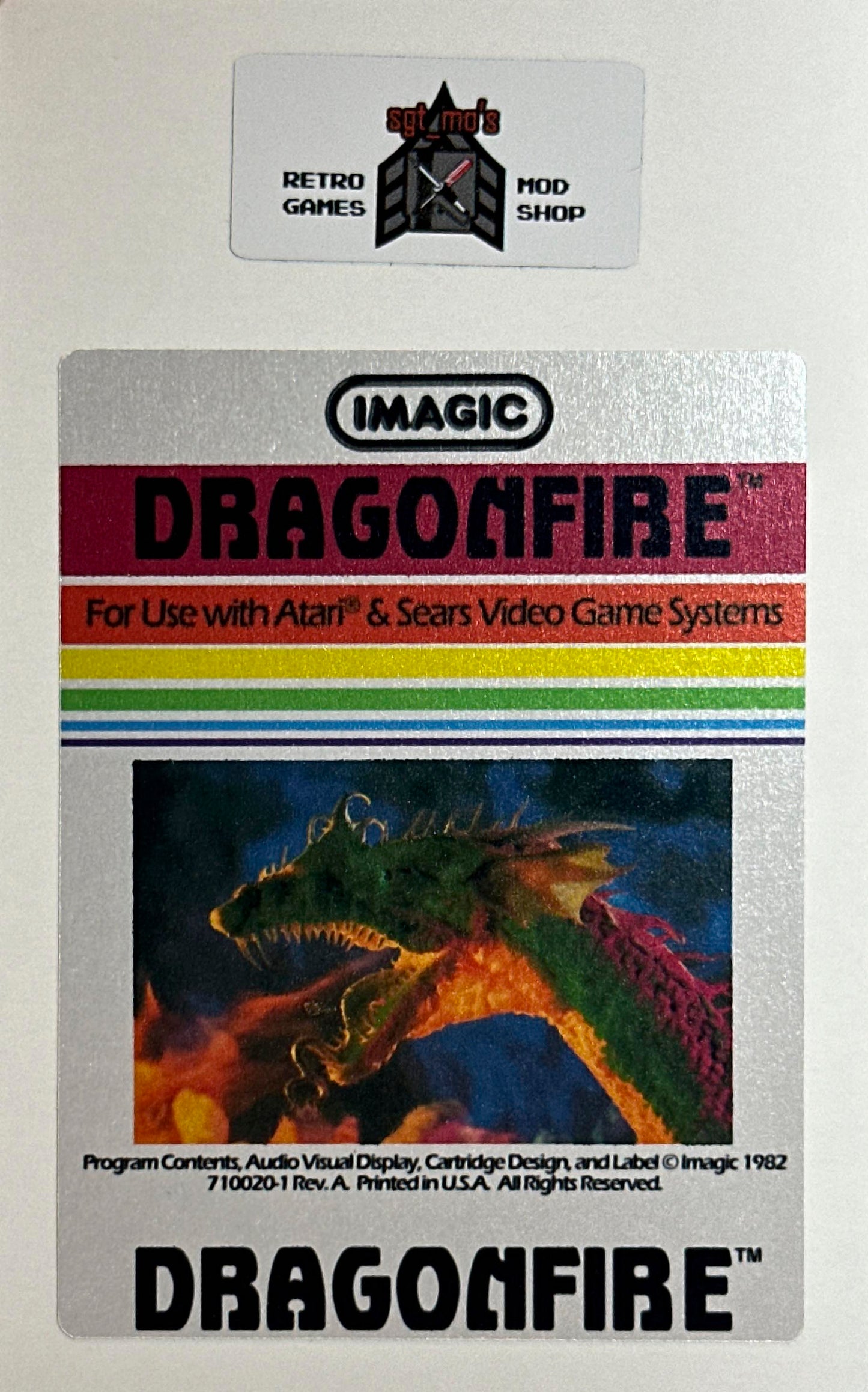 Atari 2600 Replacement Label - Imagic - Dragonfire