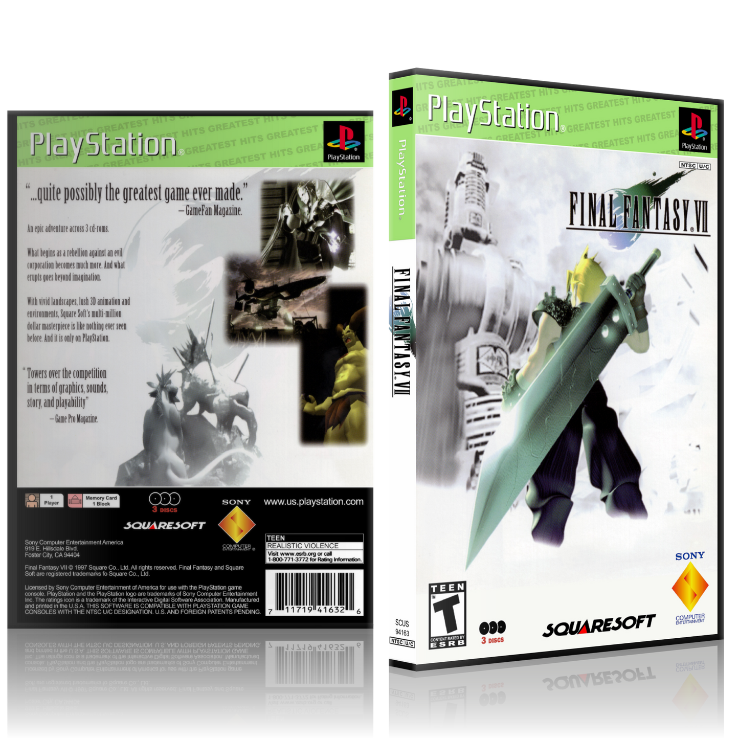 PS1 Case - NO GAME - Final Fantasy VII [3 Disc] - Greatest Hits